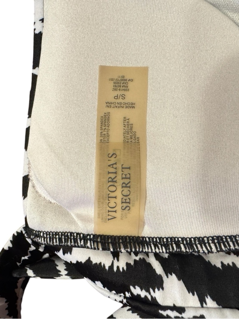 Vintage Victoria's Secret Black & White Zebra Halter Bikini Top-Size Small - Picture 3 of 3